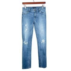 White House/Black Market Jeans Women’s 4R Slim Medium Blue Distressed Long